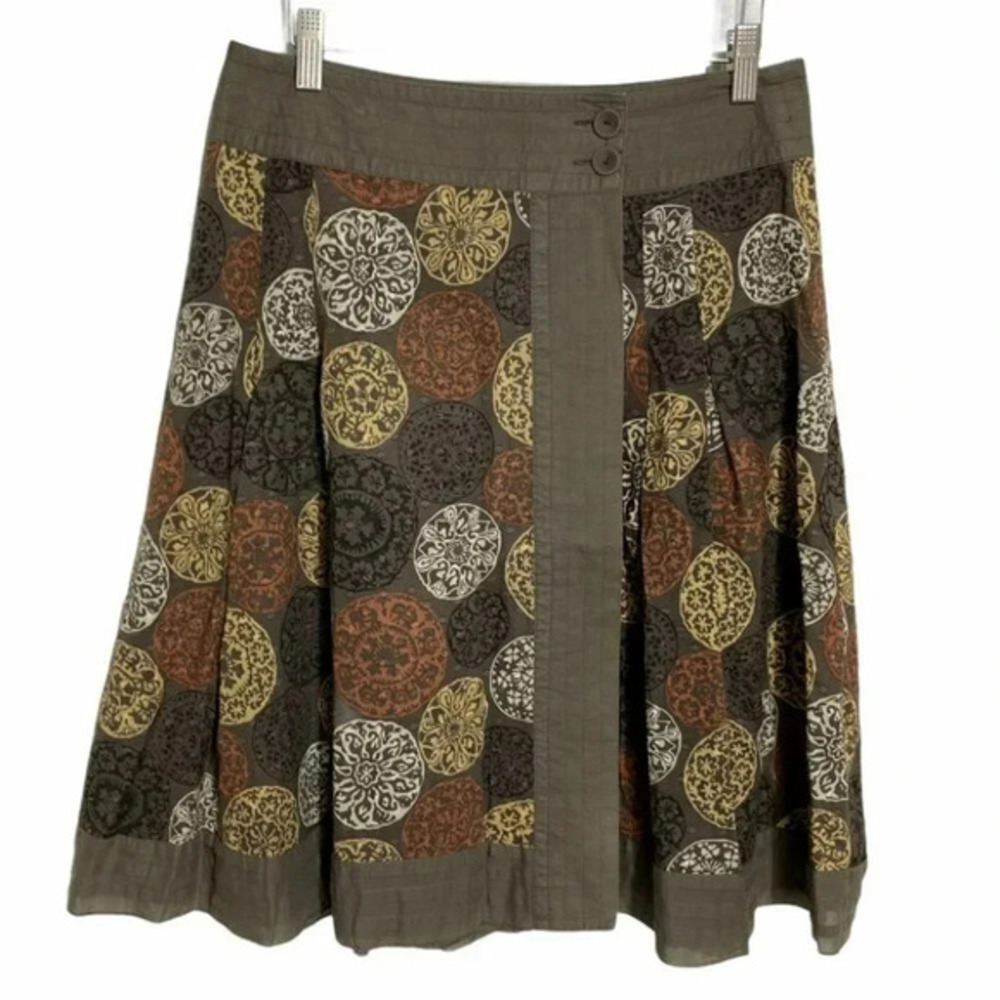 Nic & Zoe 4 brown boho print wrap‎ skirt